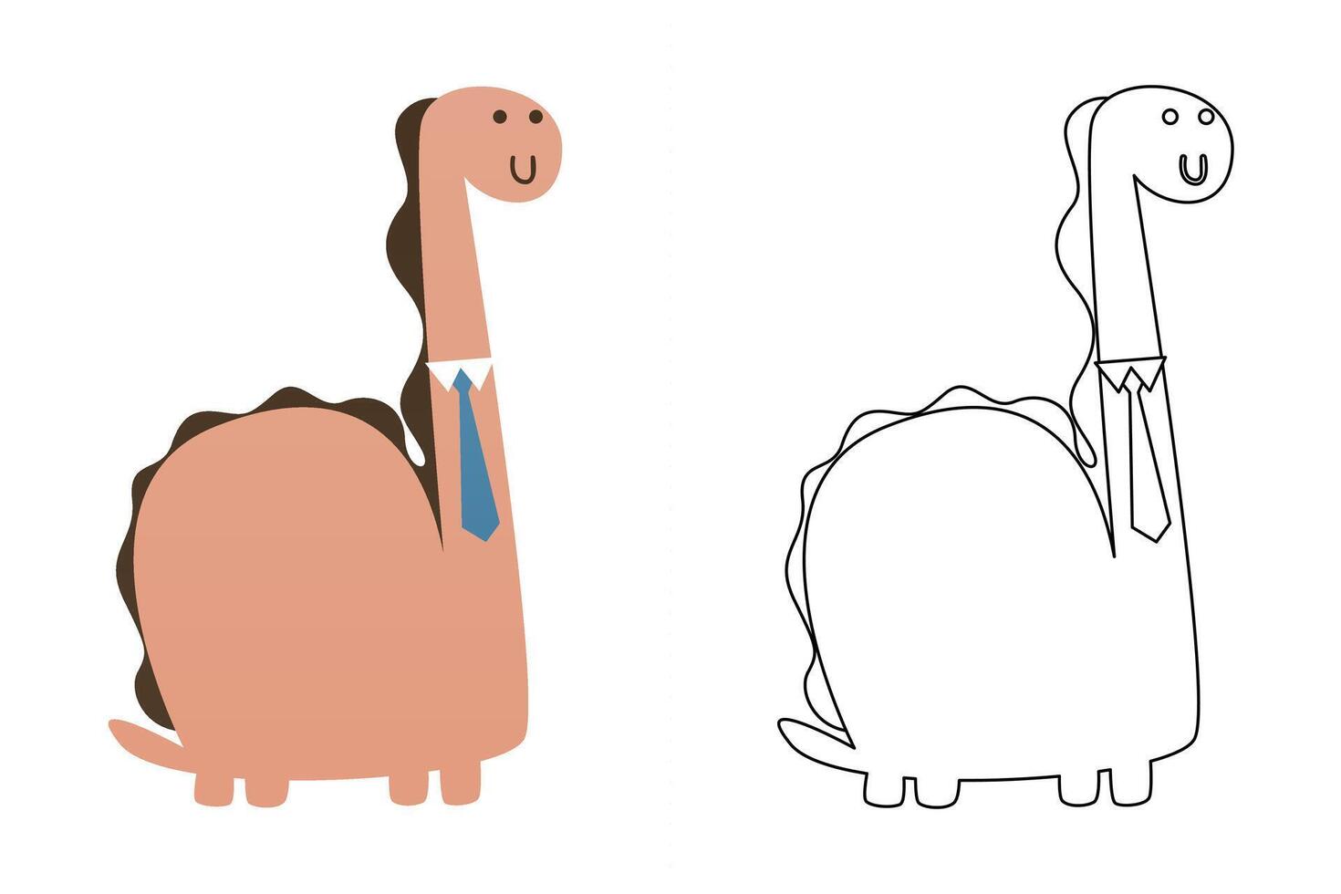 cartoon of office dinosaur, coloring sheet vector