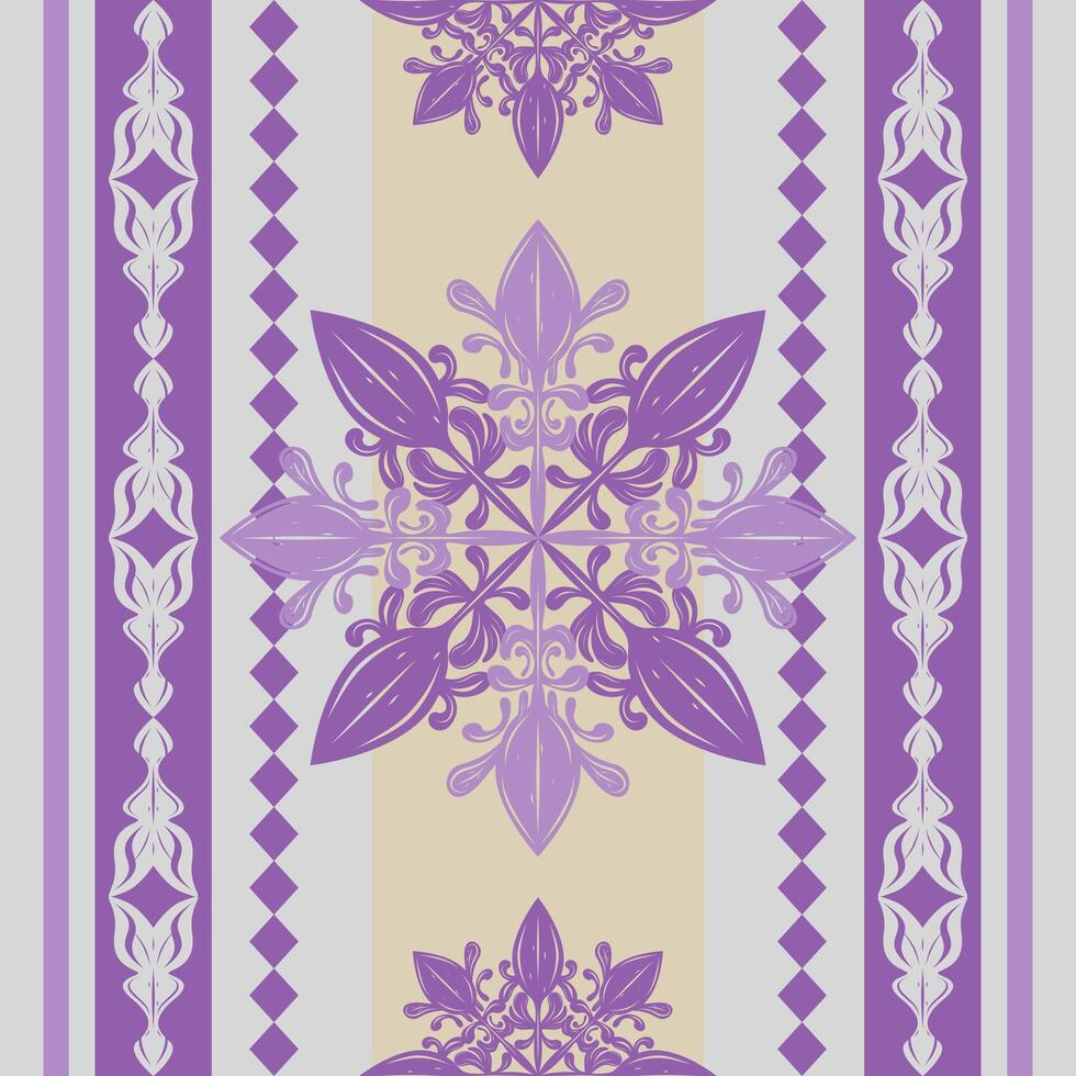 Filigree Royal Silk Weaves Purple Lilac on Light Grey Background Seamless Pattern. Delicate Repeat Detailed Rococo Baroque Style with Opulence Feeling Haute Couture for Decoration Wallpaper Apparel vector