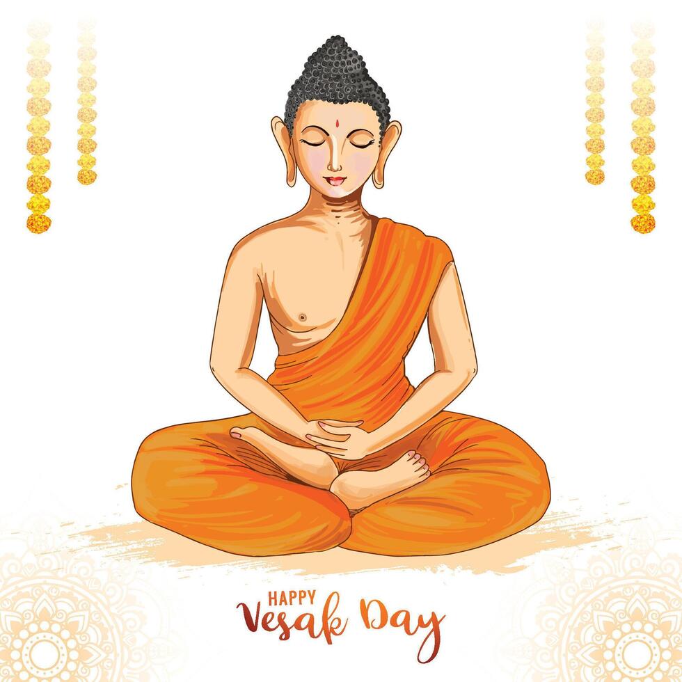 Happy vesak day or buddha purnima hindu festival card background vector
