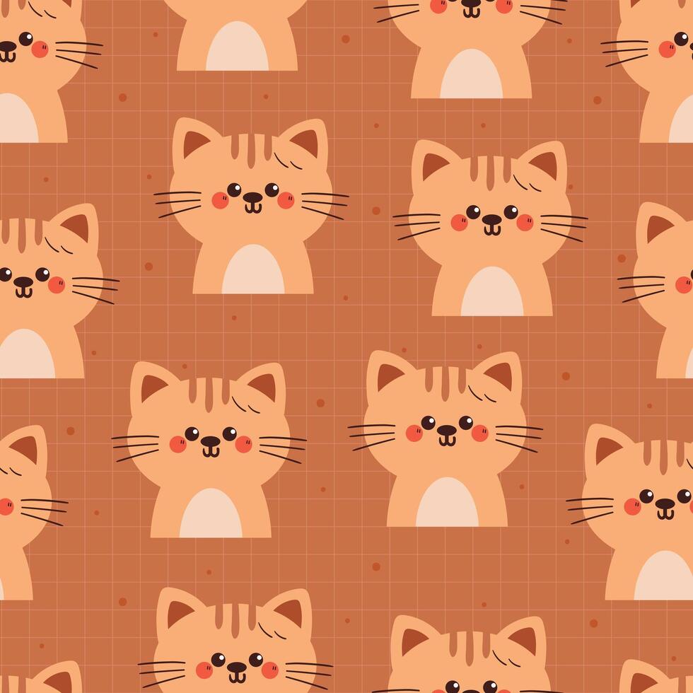 seamless pattern cartoon cat with hearts. cute animal pattern for wallpaper vector
