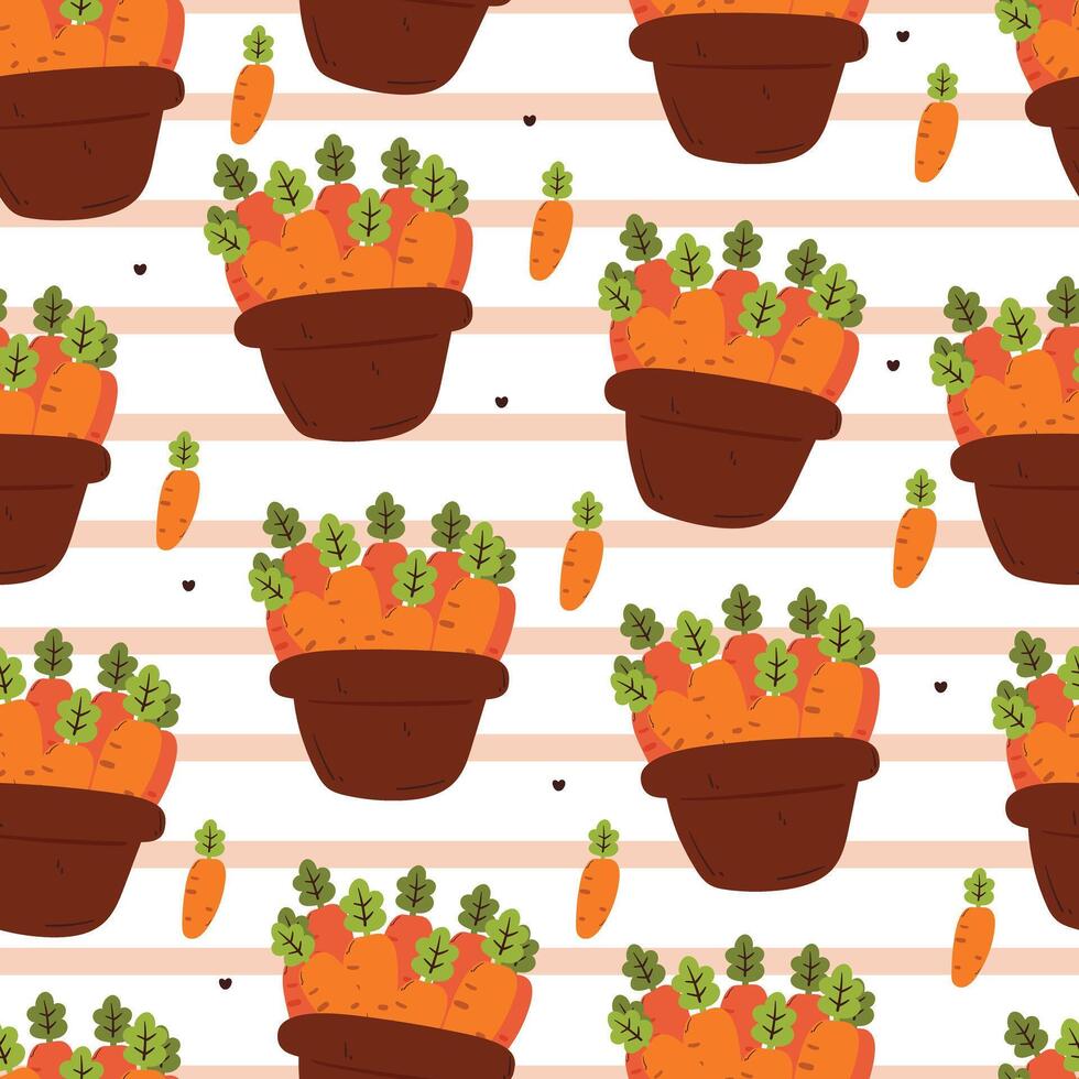 seamless pattern cartoon basket of carrot. cartoon carrot for pattern, wallpaper and background vector