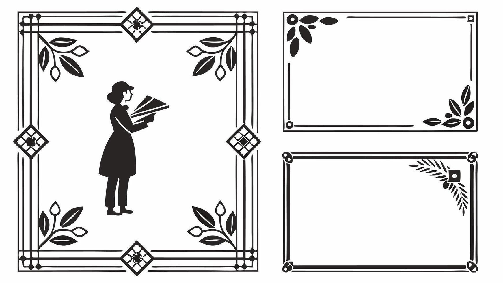 A woman reading a book in a frame vector