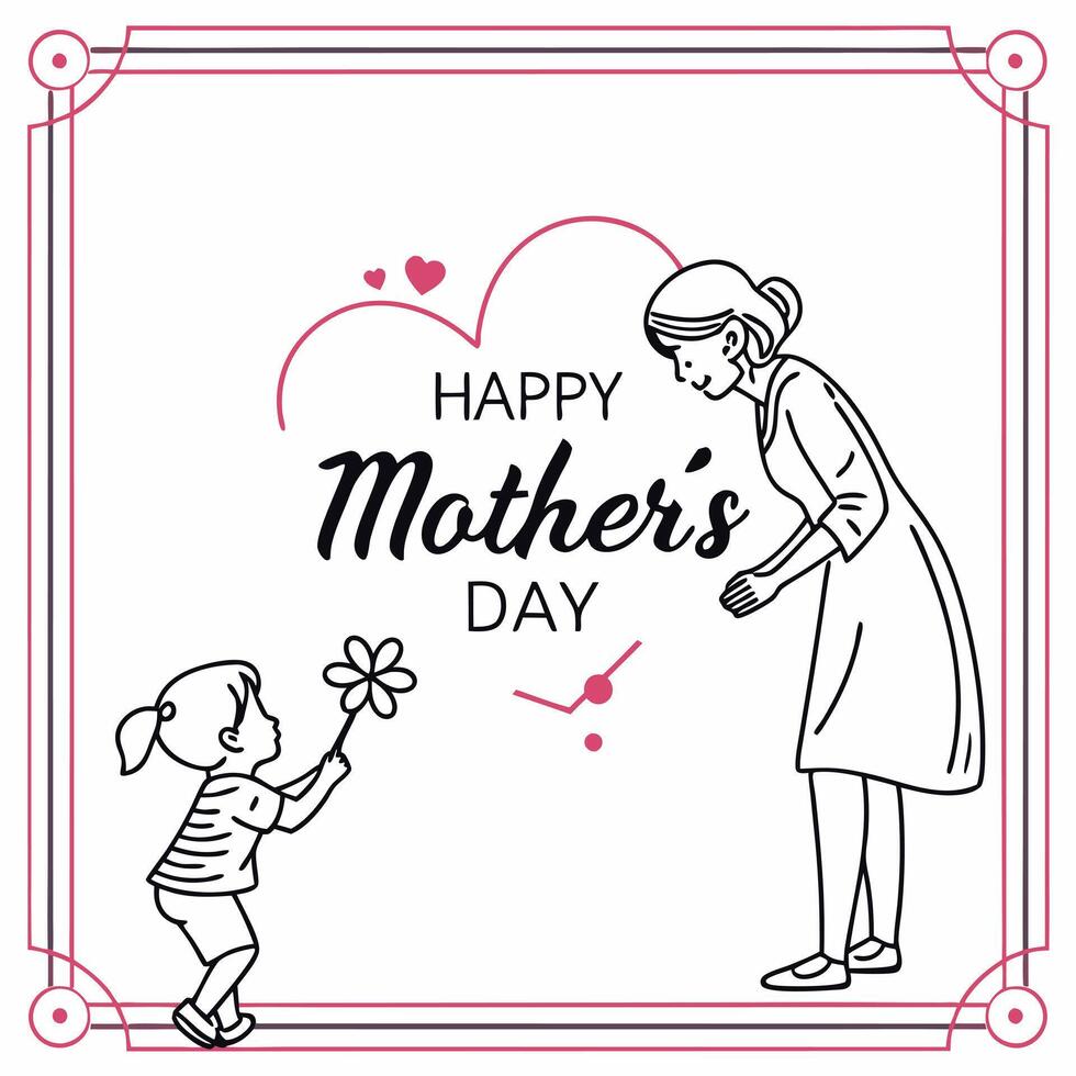 In a tender pose, a mother and daughter shape a heart, reflecting deep affection and unity. vector