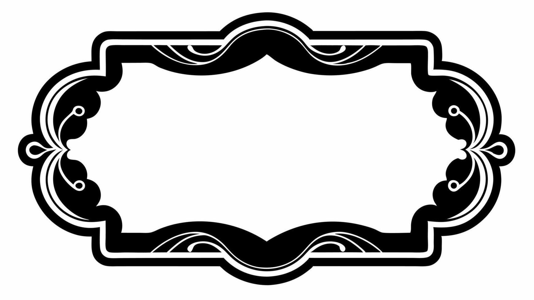 Design of A black and white frame with a scroll design vector
