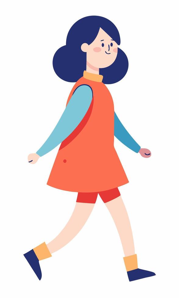 a cartoon girl walking with her hands in her pockets vector