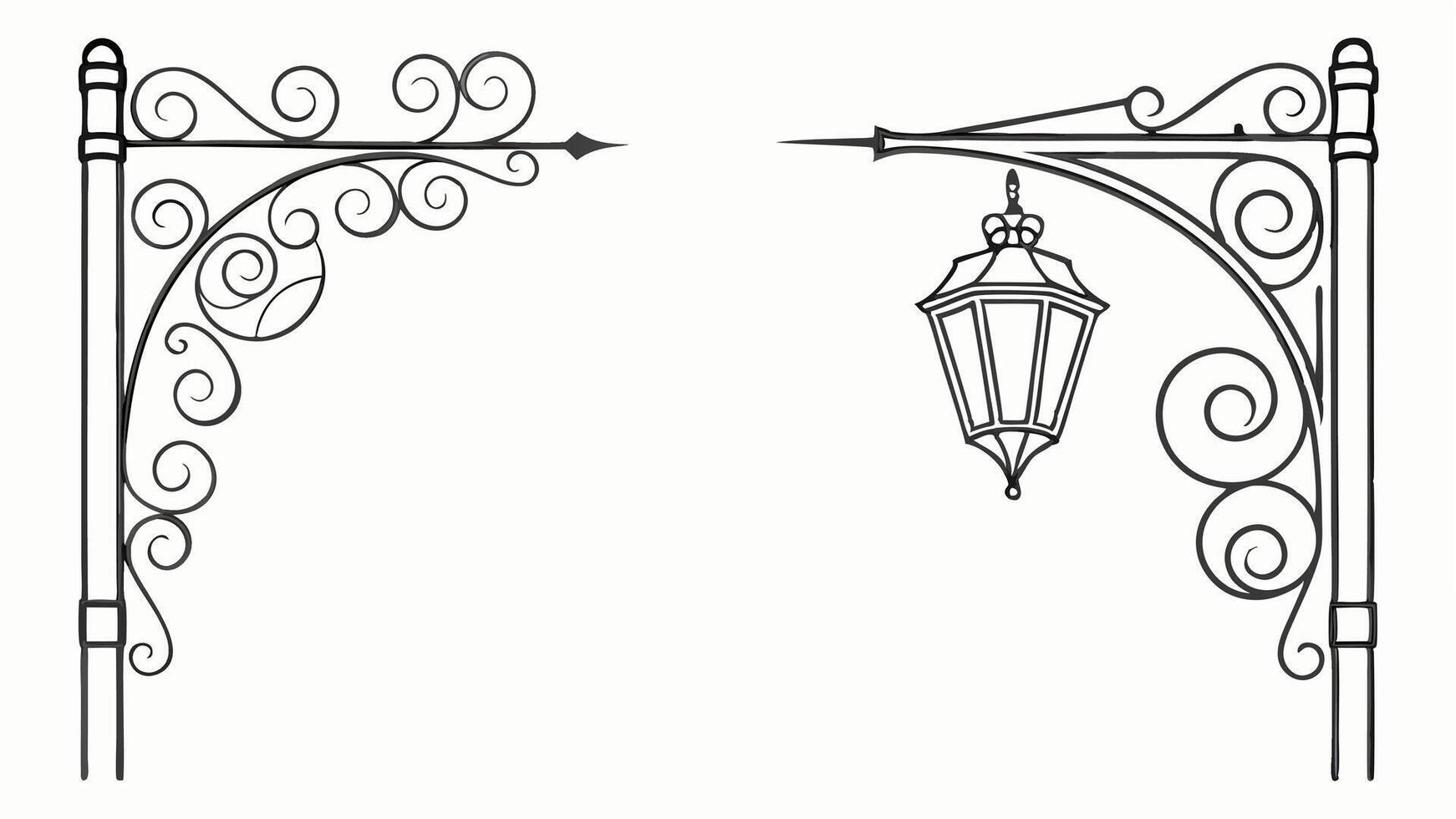 A drawing of a lamp post and arch vector