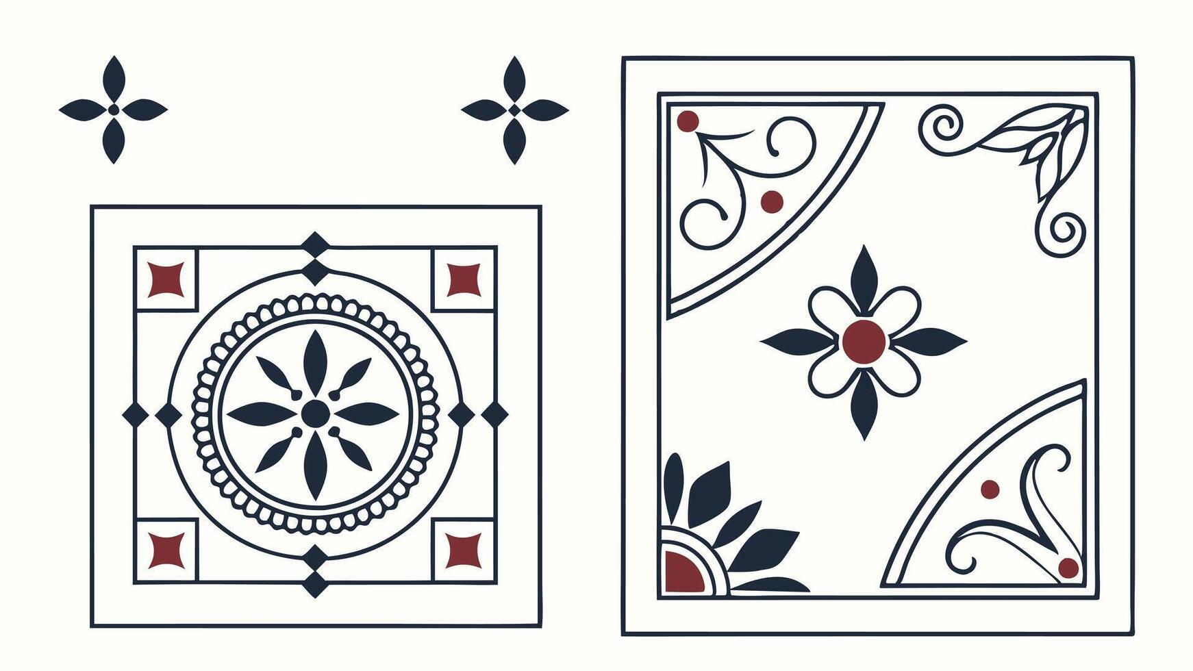 A set of decorative tiles and a decorative design vector