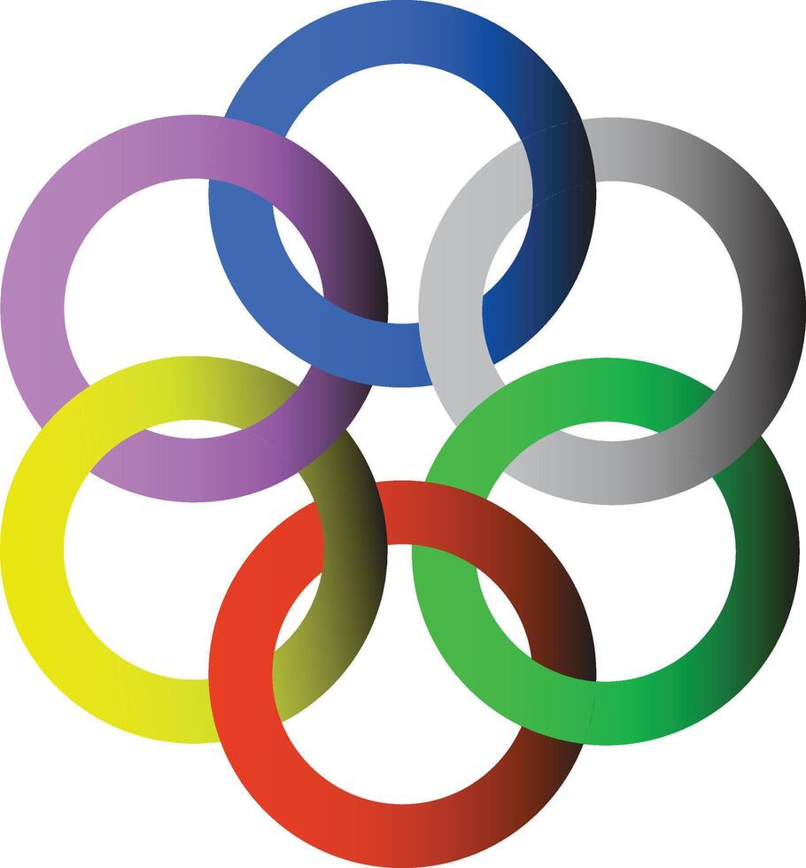 A series of interlocking colored rings vector