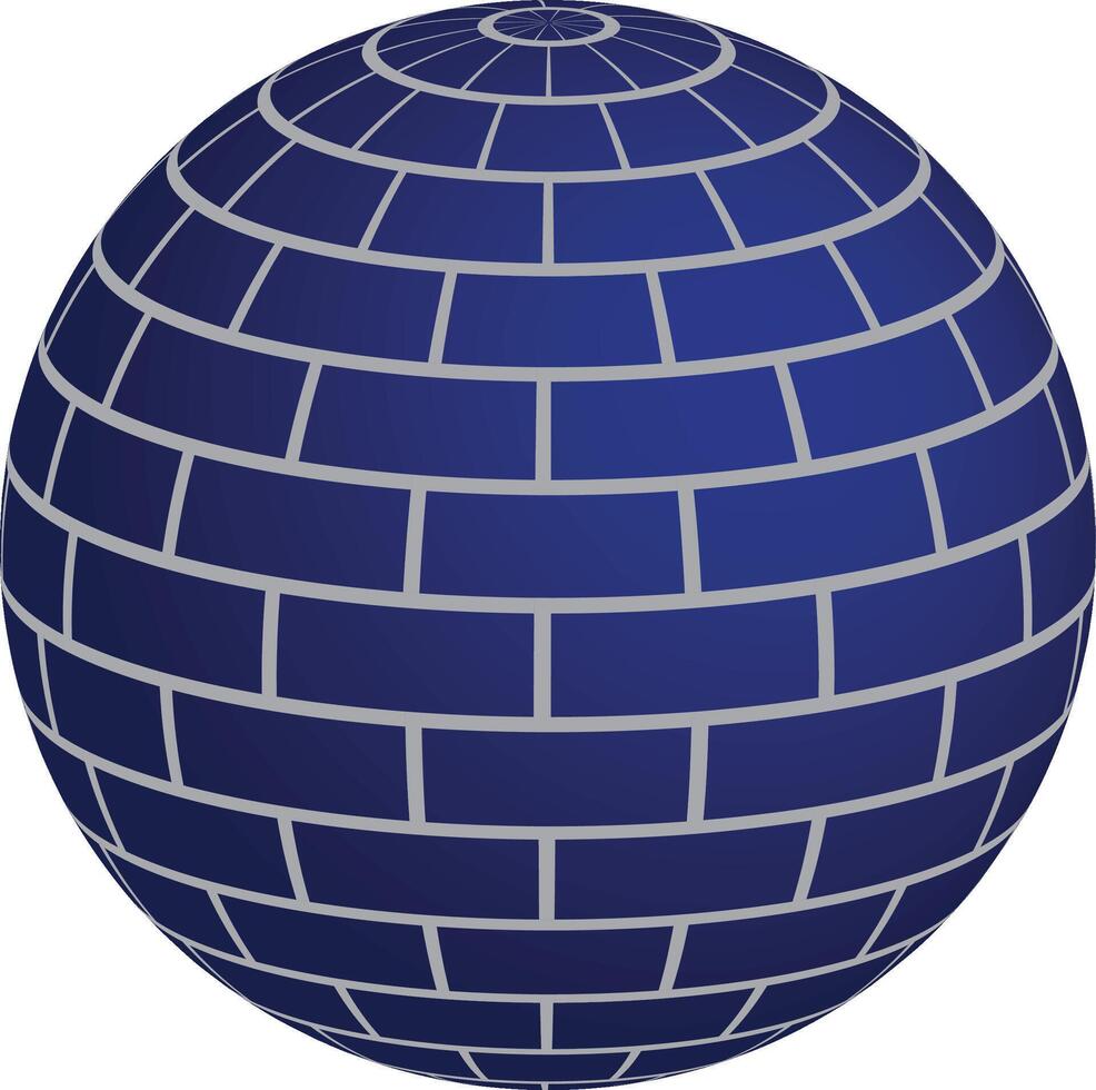 Blue sphere with brick pattern vector