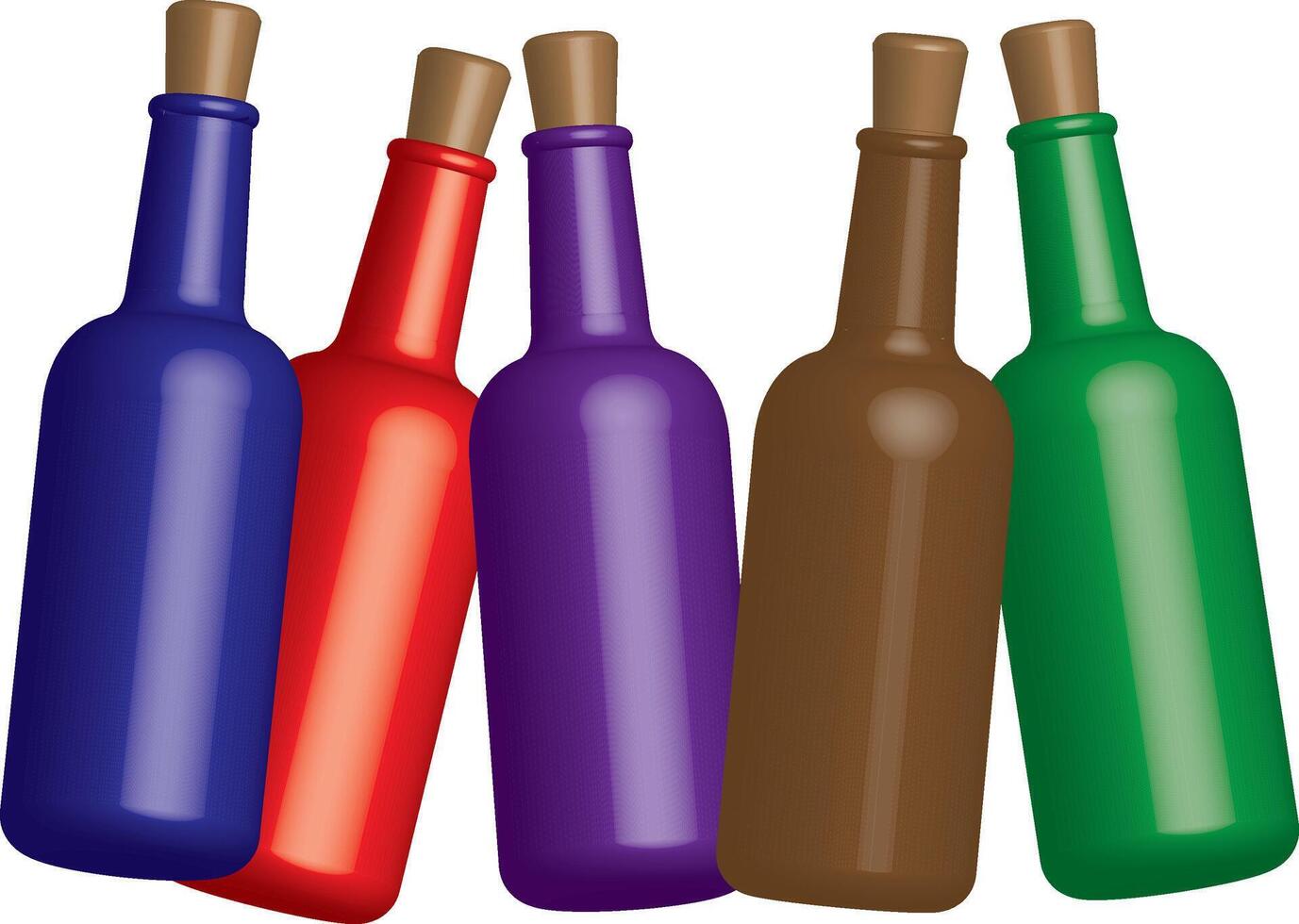 Five Colorful Bottles with Corks vector