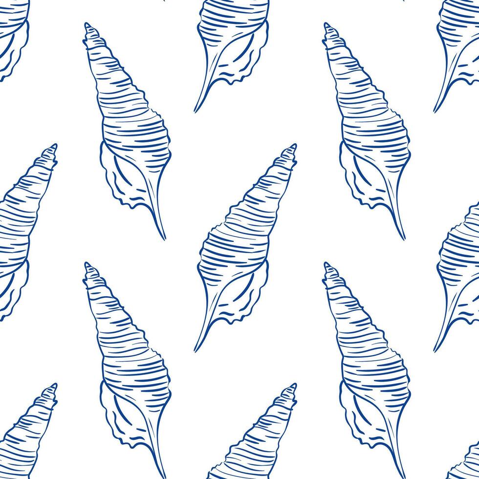 Decorative pattern featuring hand-drawn seashells on a light background for coastal design vector