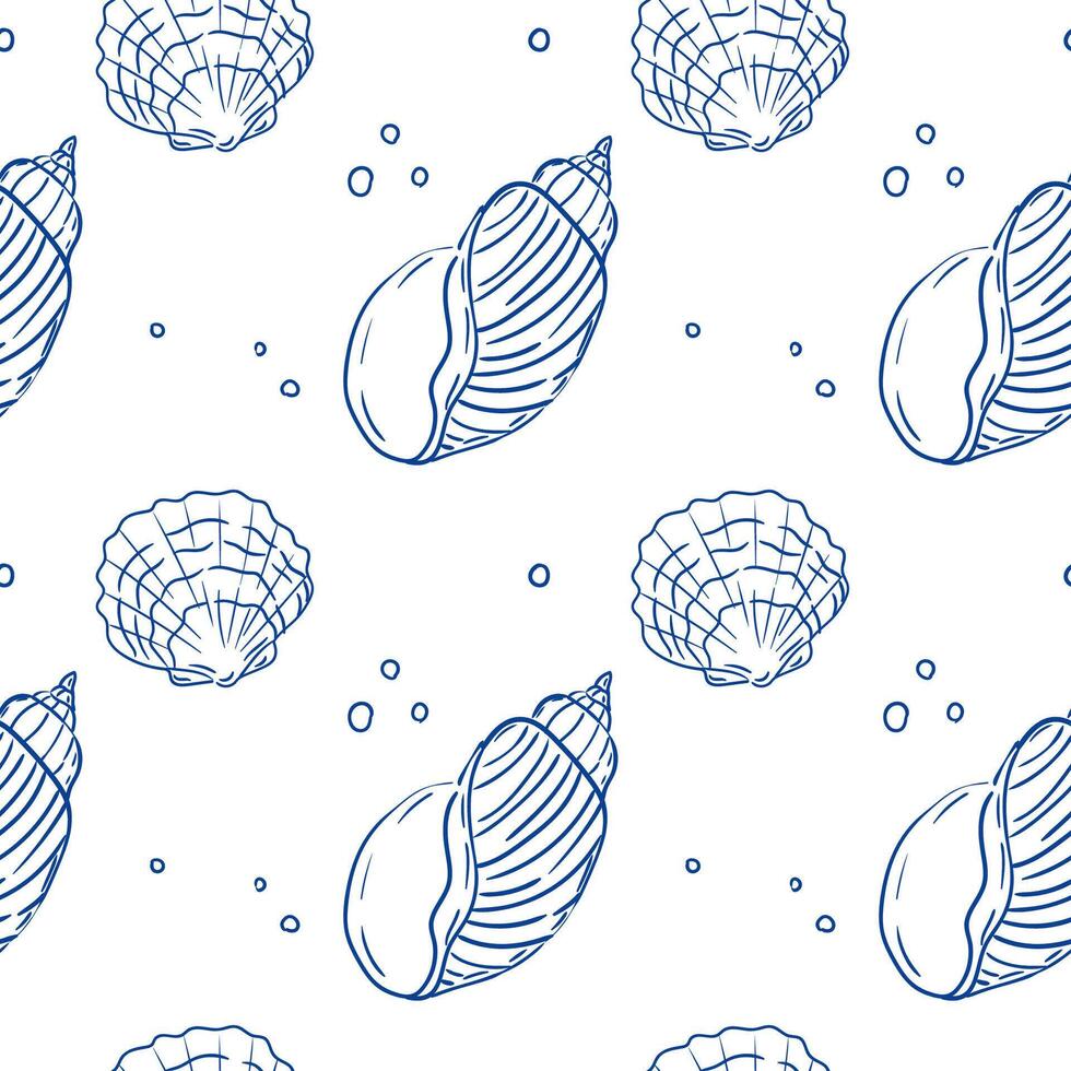 Nautical patterns featuring seashells and marine elements on a light background vector