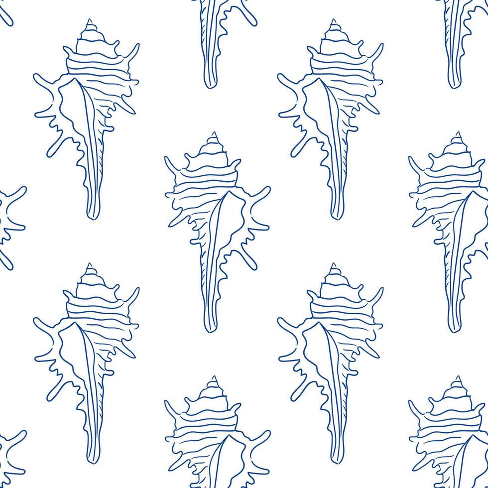 Decorative patterns of seashells on a white background in a minimalist design vector