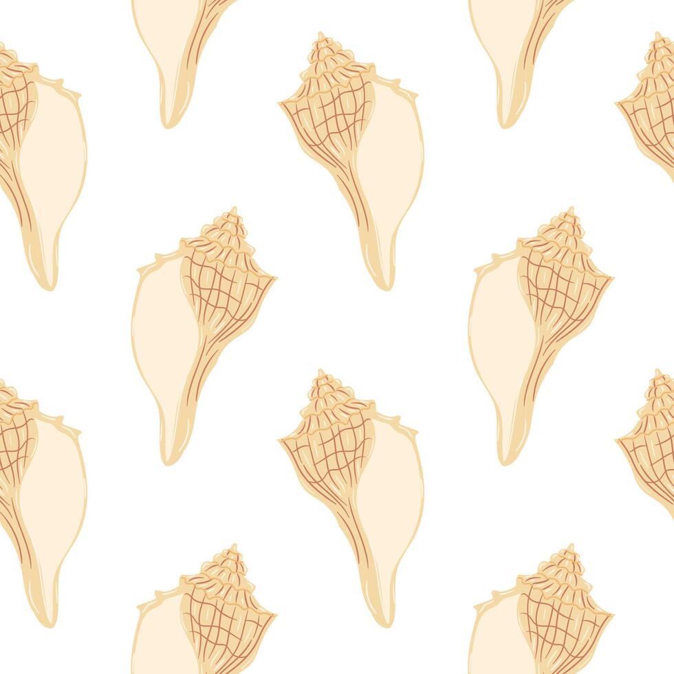 Shell pattern design showcasing various types of seashells on a light background vector