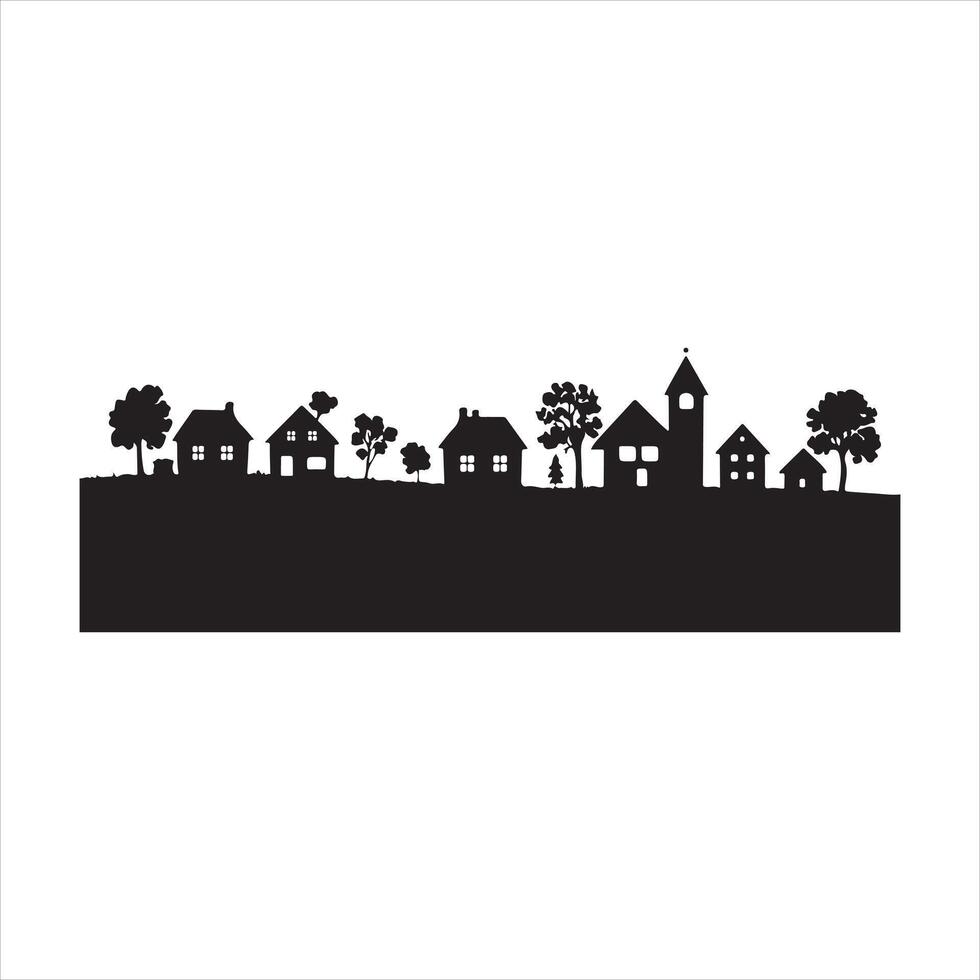 A Village silhouette black vector