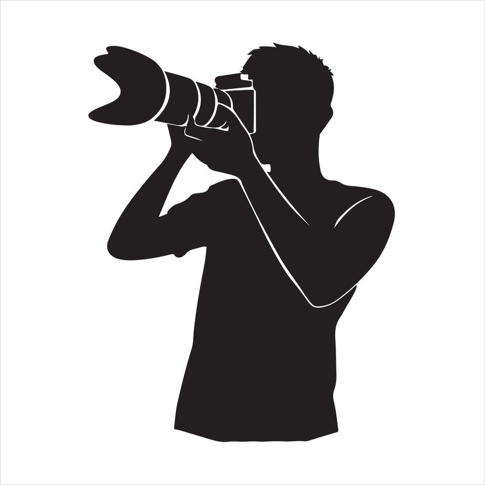 silhouette of a man with a camera vector