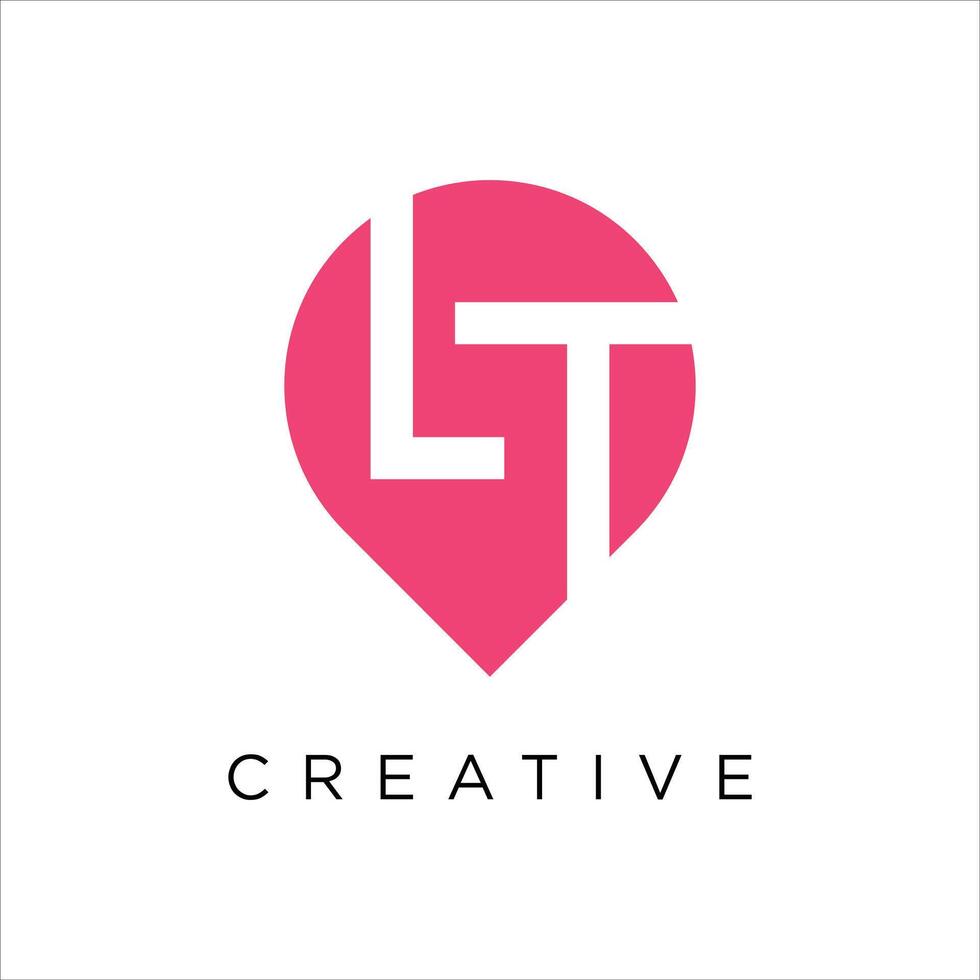 The logo for creative lt letter with location icon vector