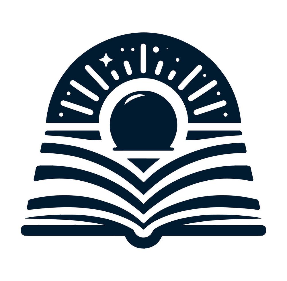 An open book with a sun and stars on it vector