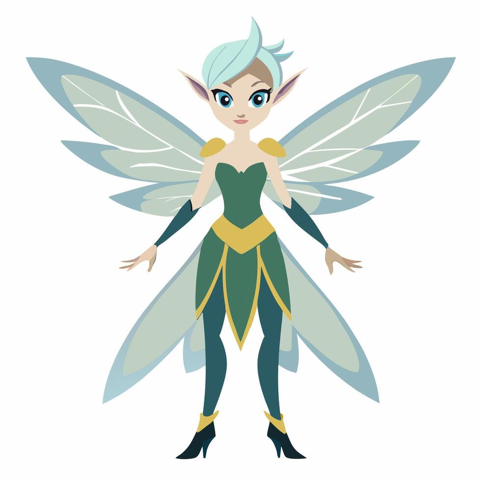 Cartoon beautiful fairy. Isolated on white background. vector