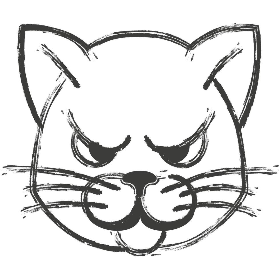 Serious animal soldier line art. Military cat. Character in camouflage. vector