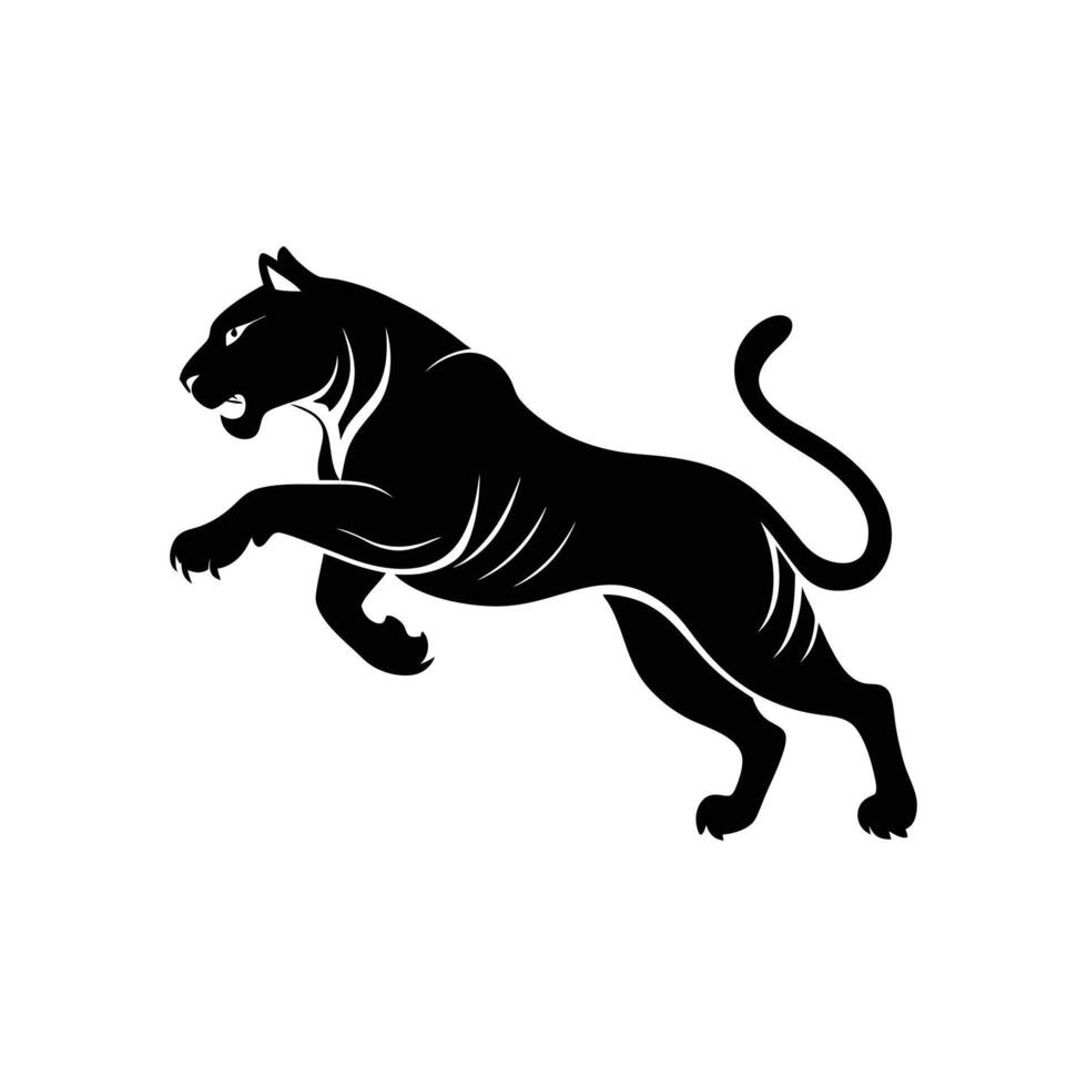 Silhouette of a jumping black panther vector