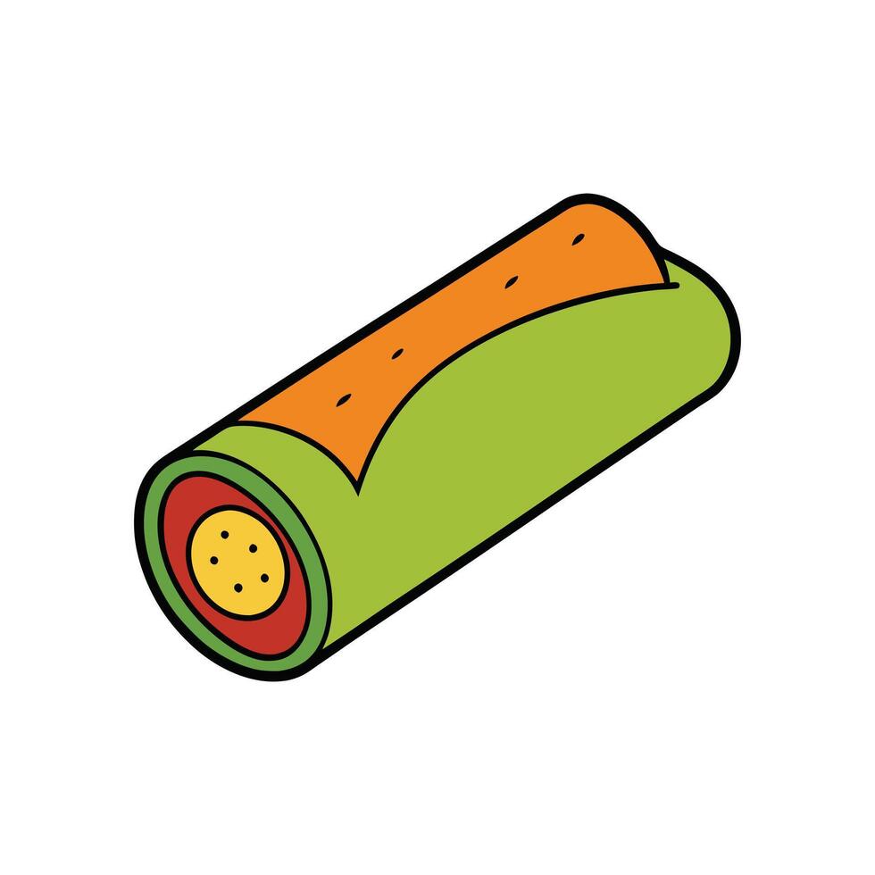 A delicious and fresh burrito wrap, a tasty and colorful food. vector
