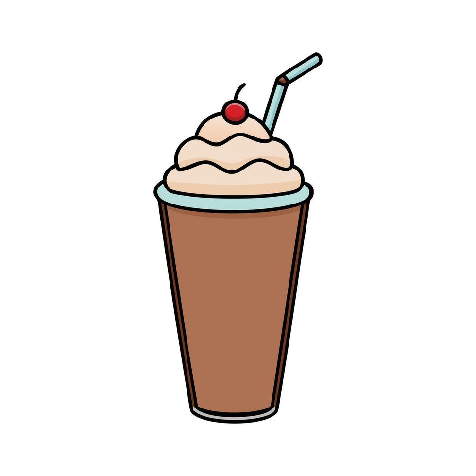 Chocolate Milkshake with Cherry vector