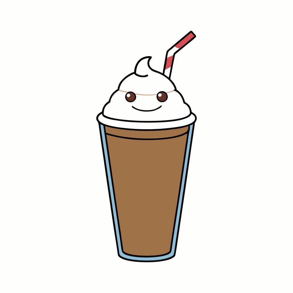 Cute milk shake with eyes vector