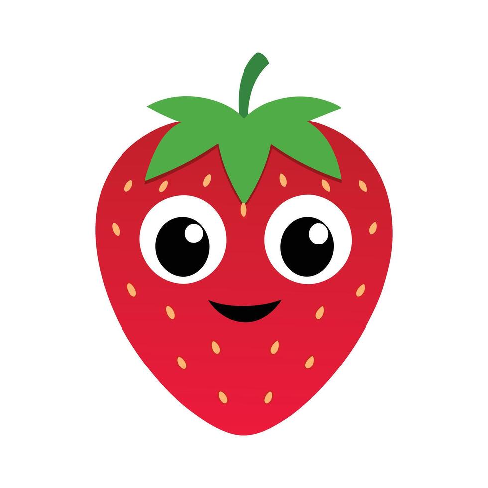 A cute and happy cartoon strawberry vector