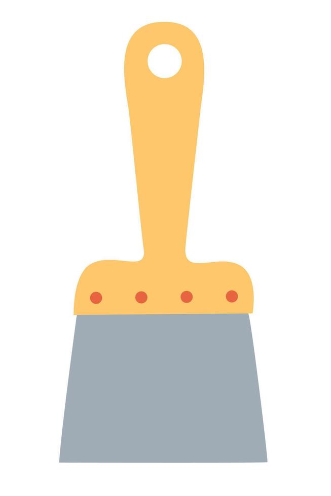 Scraper tool with wooden handle hand drawn flat illustration vector