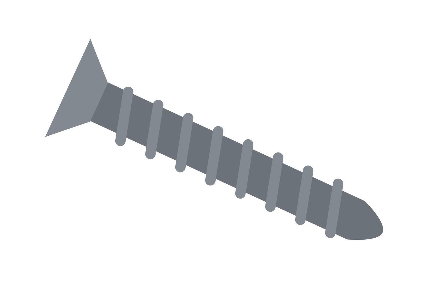 hort metal screw with flat head and spiral thread, hand drawn flat illustration vector