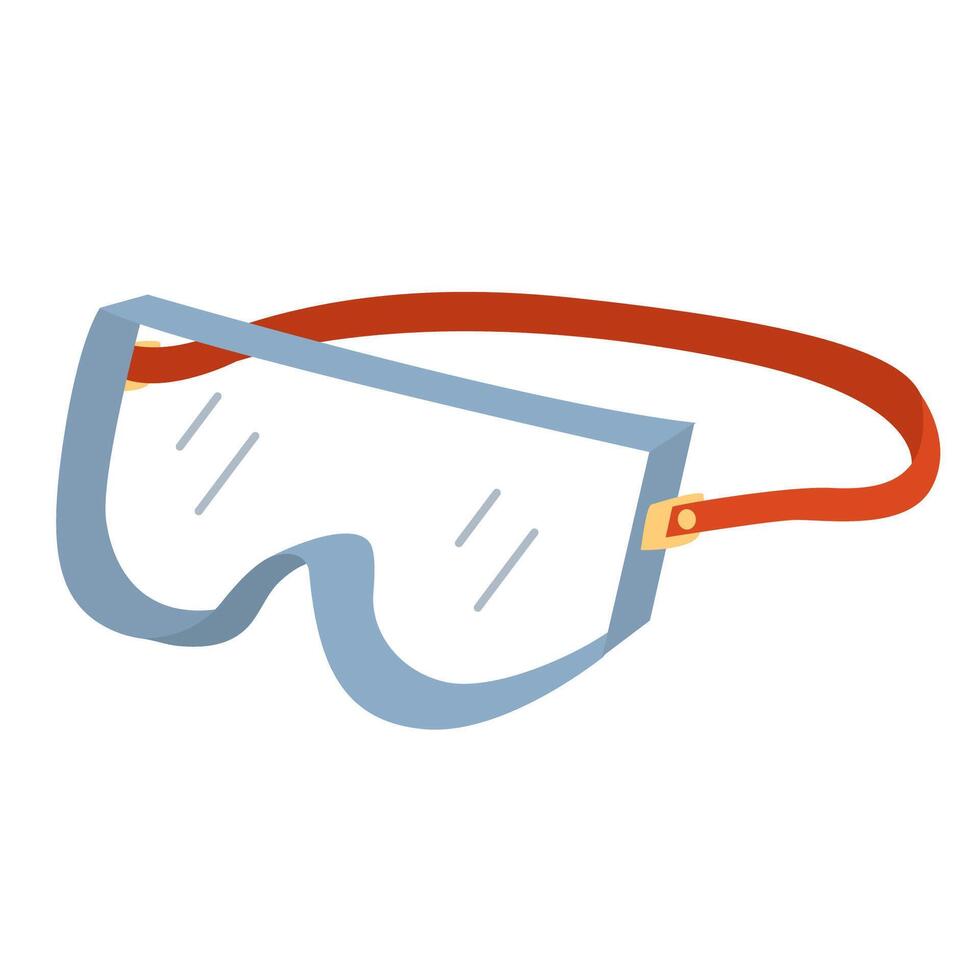 Protective safety goggles with elastic strap hand drawn flat illustration vector