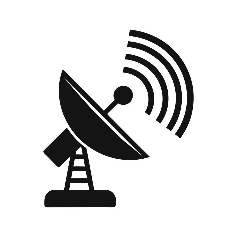 Satellite Dish Icon for Communication and Signal Transmission vector