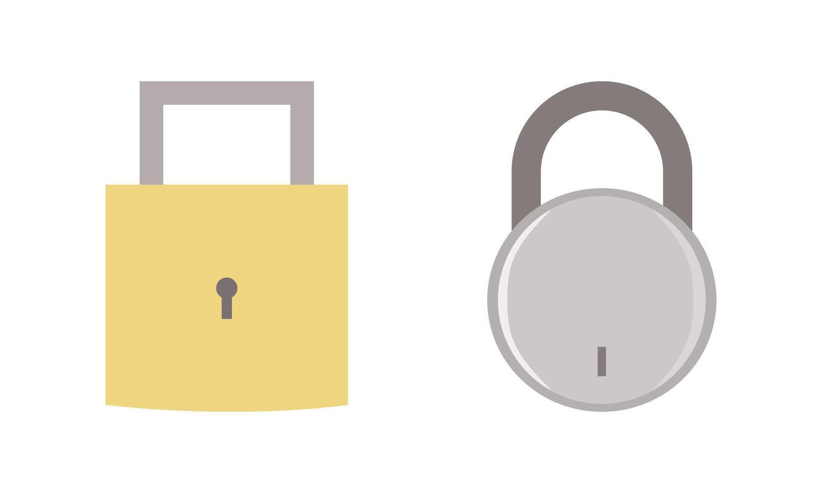 Two padlocks, one gold and one silver, representing security and protection. Padlock Icons vector