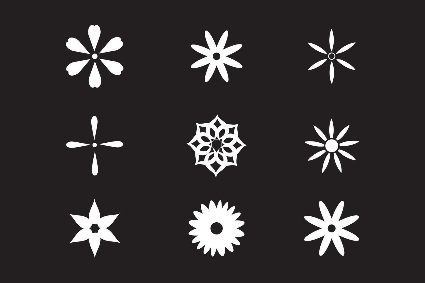 Flowers icon set. flower plant nature collection. vector