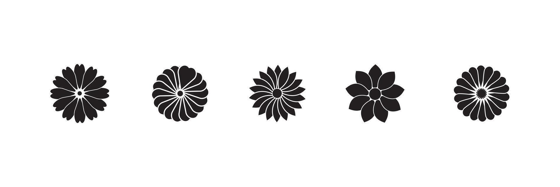 Flower icon set on white background. Flower set in trendy flat style. vector