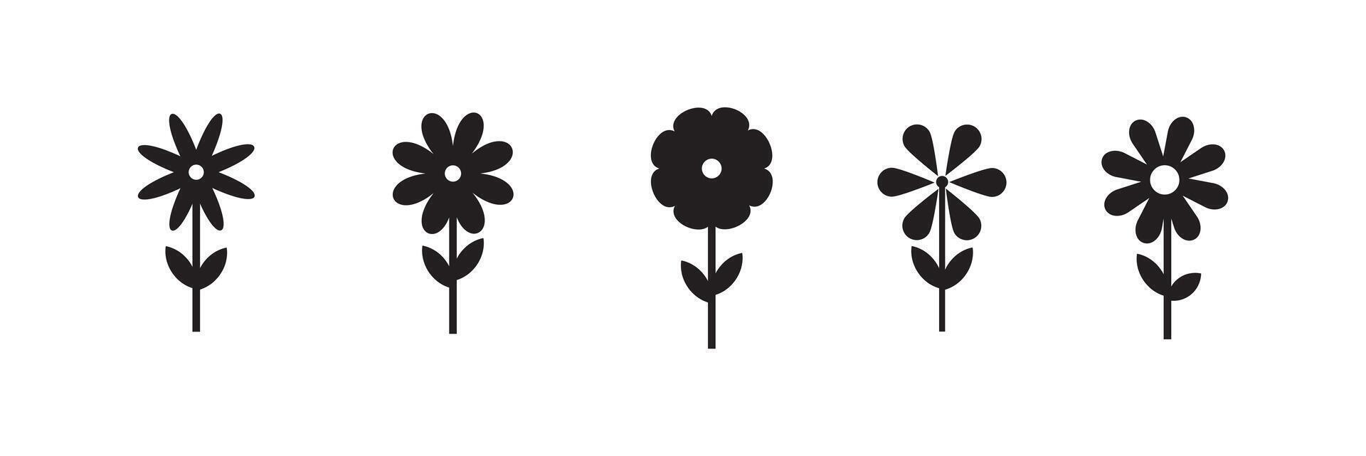 Flower icon. Black color flower icon collection. Icon set of flower. vector