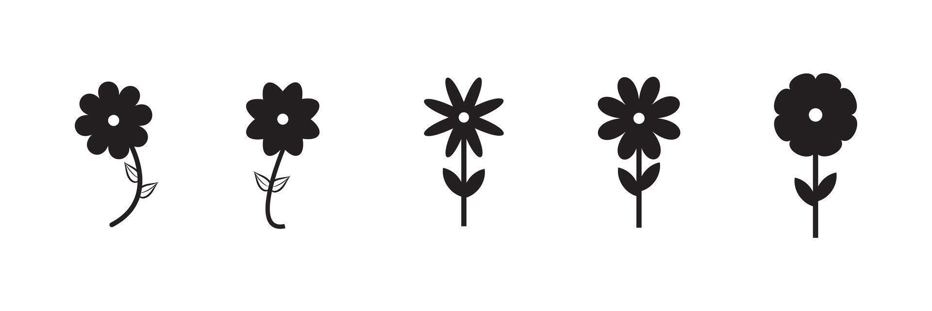 Flower icon. Black color flower shape icon collection. flower shape silhouettesection. vector