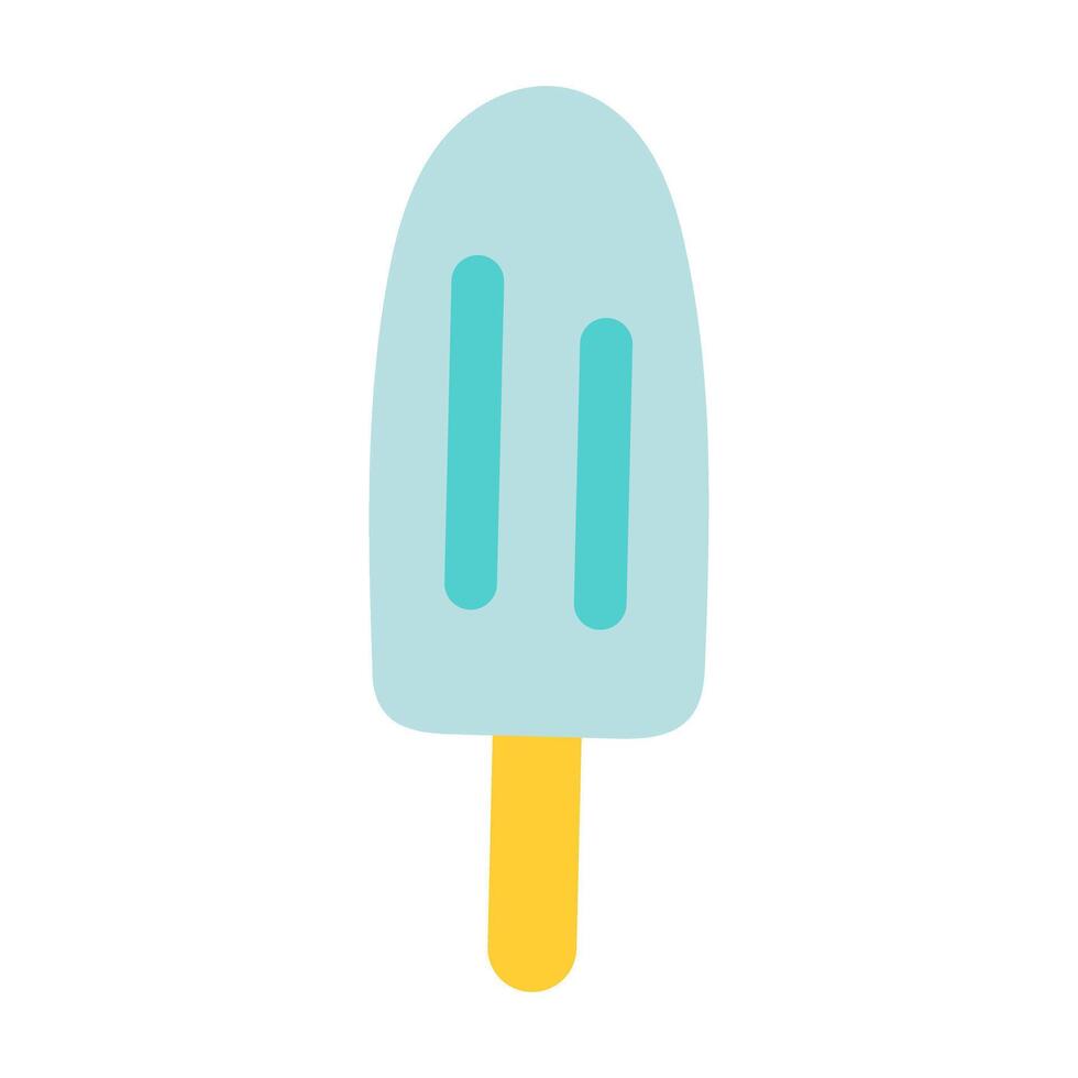 A cartoonish blue ice cream cone with a yellow stick. The ice cream is in the middle of the cone and the stick is sticking out of the top vector