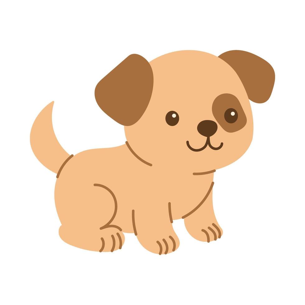 A cute little dog with a black spot on its head. The dog is sitting on a white background vector