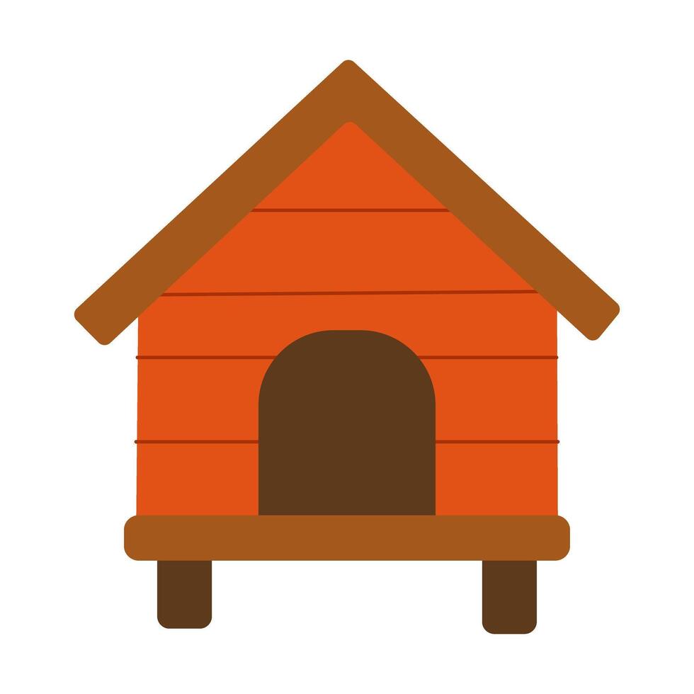 A small red house with a brown roof and a brown door. The house is empty and has no furniture vector