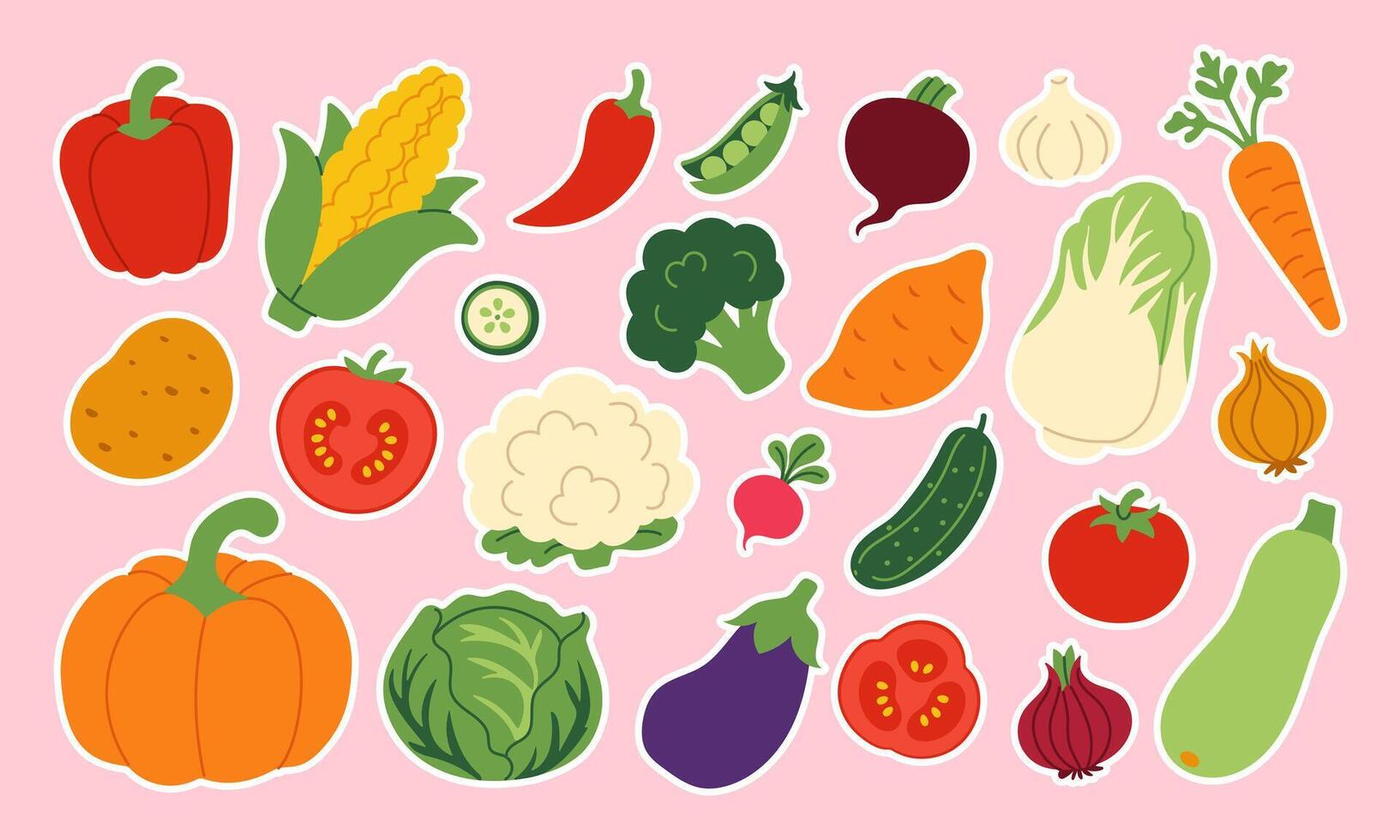A collection of vegetables and fruits in various colors and shapes. Concept of abundance and variety, showcasing the diversity of produce available vector