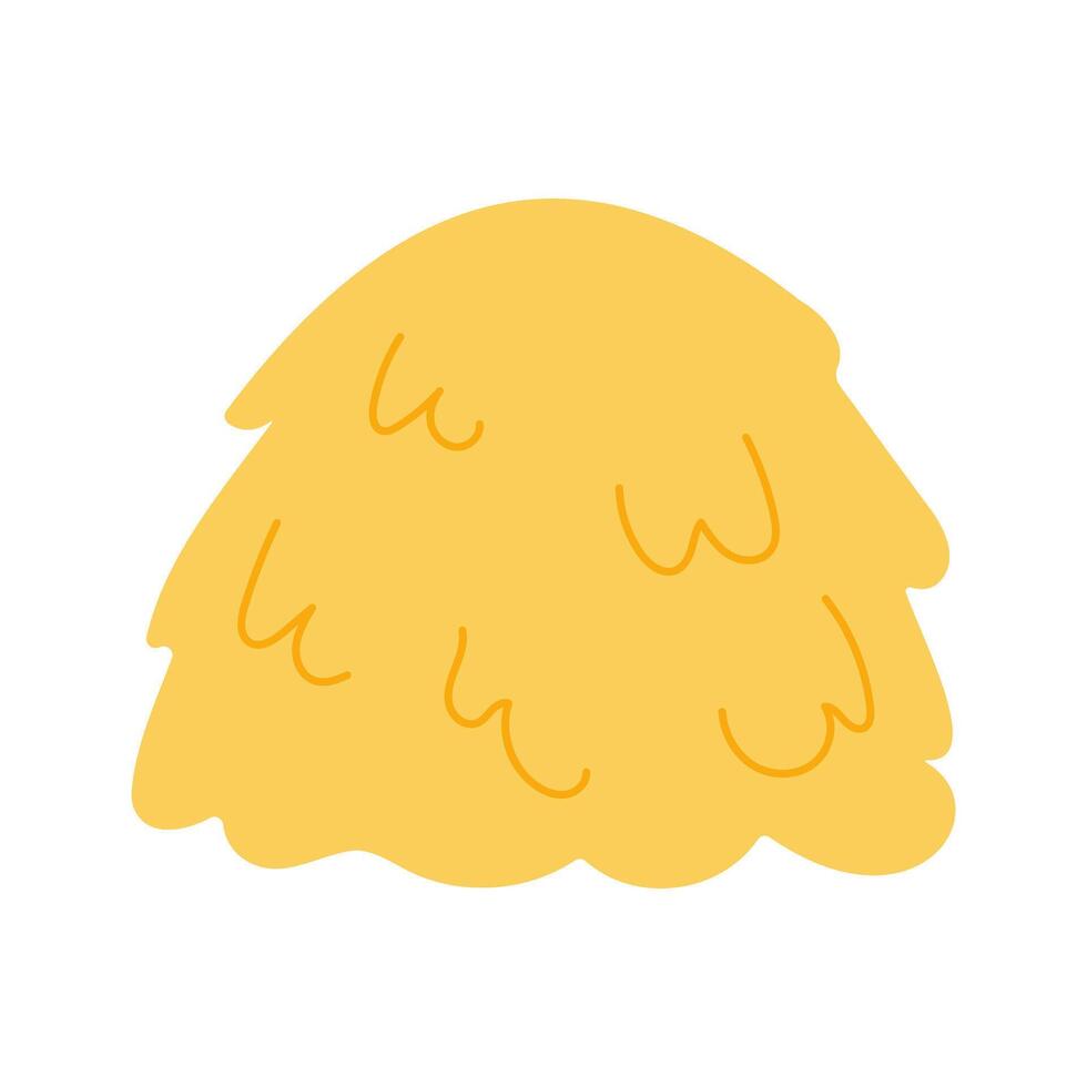 A yellow pile of hay with a fuzzy texture. The hay is piled up in a way that it looks like it's been squished or squashed vector