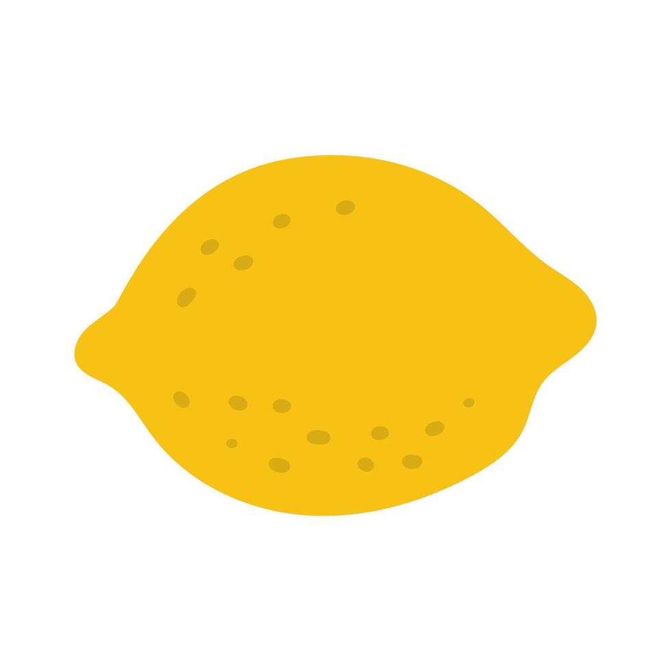 A yellow lemon is shown on a white background. The lemon is cut in half and has a few spots on it vector