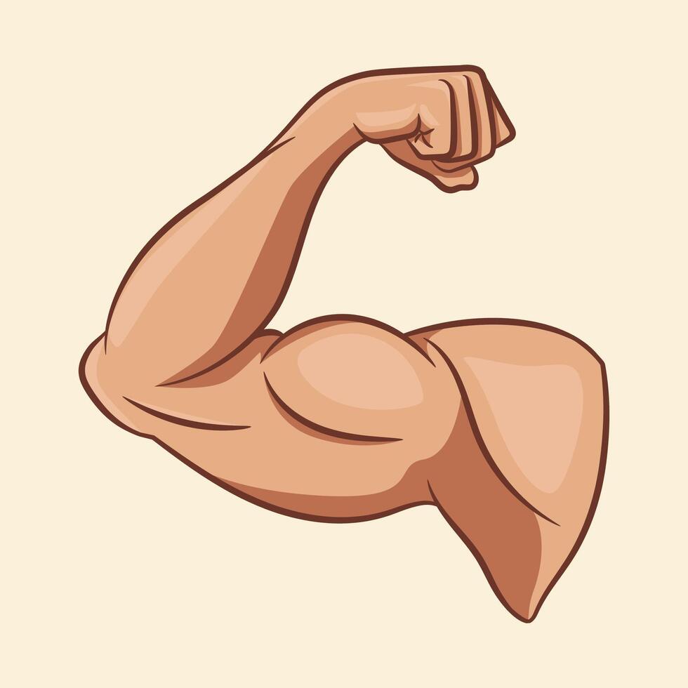 Strong arm muscles cartoon illustration vector