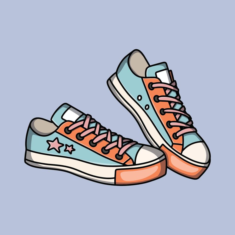Blue and orange modern casual sneaker vector