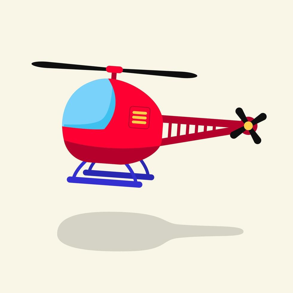 Cute red helicopter flying with blue propellers vector
