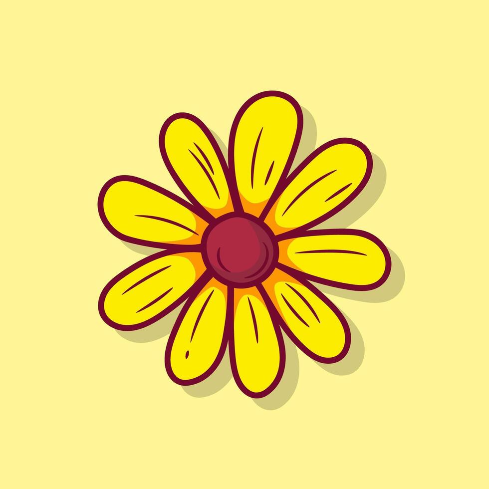 Yellow flower petals blooming cute illustration vector