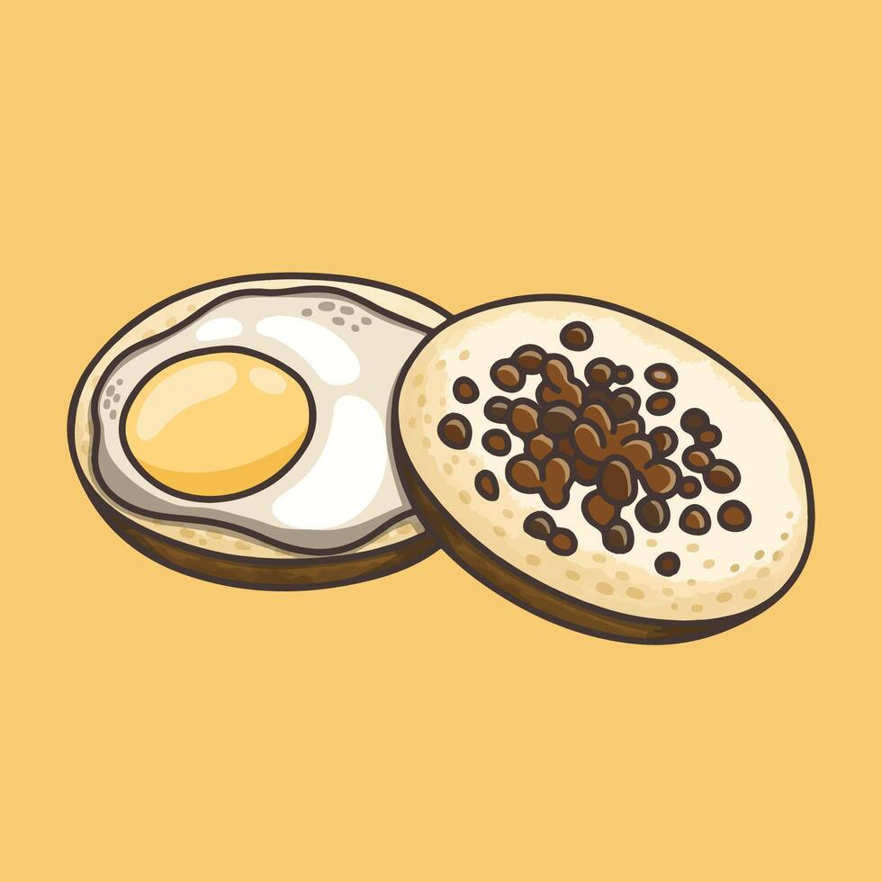 Surabi traditional Indonesian food topped with egg and oncom for breakfast vector
