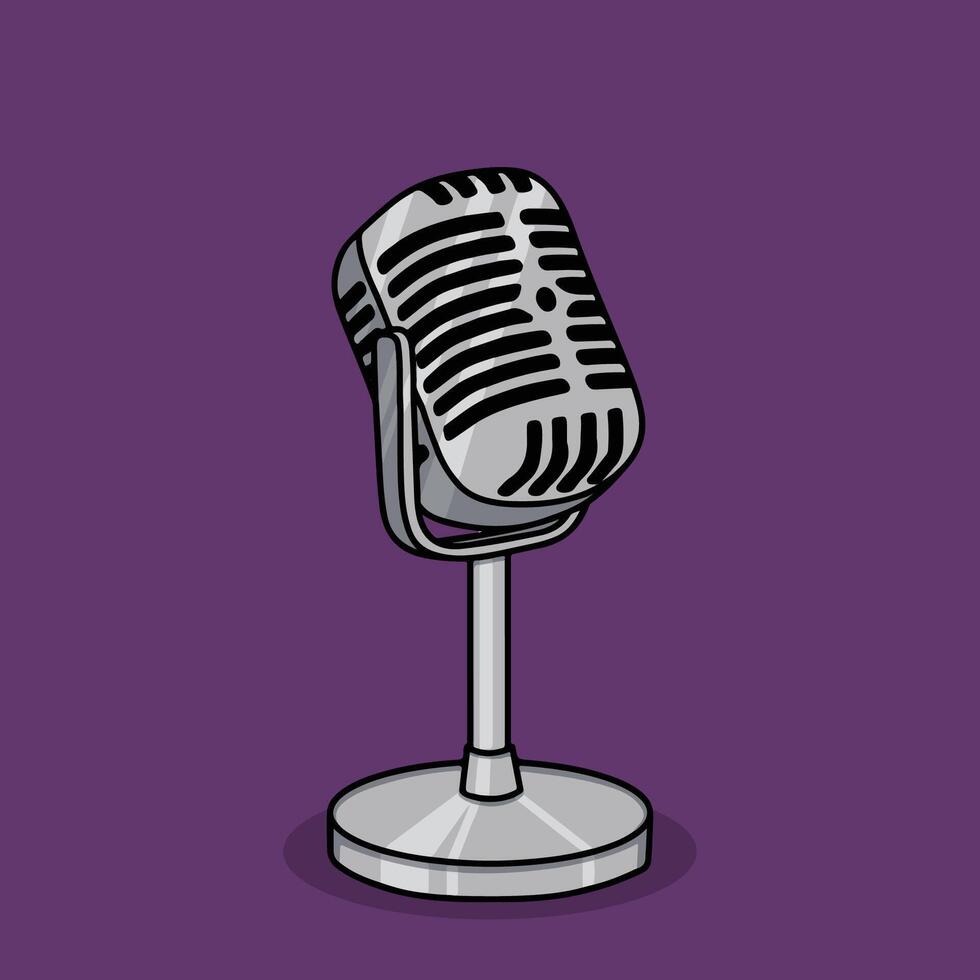 Chrome microphone with classic pop style vector